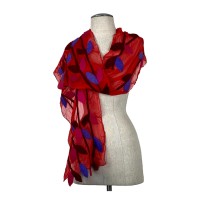 Red base Maroon Purple and Pink Leaf Scarf